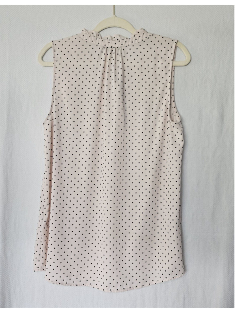 41 Hawthorne Polka Dot sleeveless Ruffle Blouse Blush/Black Sz L - Picture 5 of 5